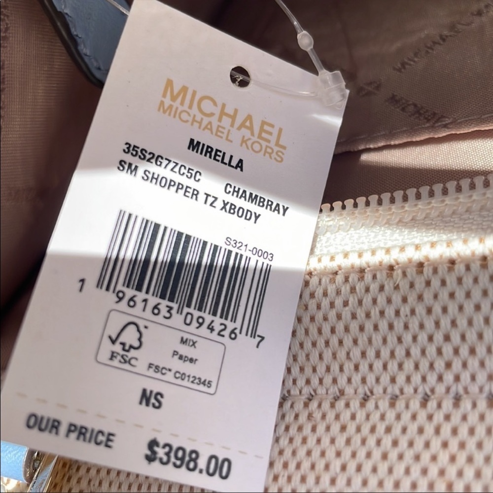 Michael Kors Mirella small shopper crossbody bag chambray blue canvas - Picture 7 of 11